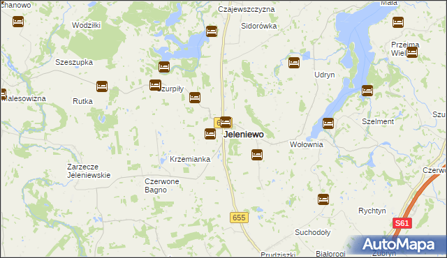 mapa Jeleniewo, Jeleniewo na mapie Targeo