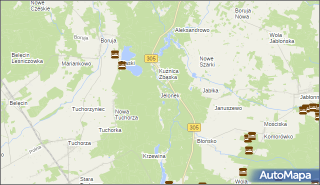 mapa Jelonek gmina Rakoniewice, Jelonek gmina Rakoniewice na mapie Targeo