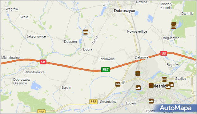 mapa Jenkowice gmina Oleśnica, Jenkowice gmina Oleśnica na mapie Targeo