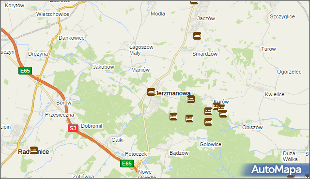 mapa Jerzmanowa, Jerzmanowa na mapie Targeo