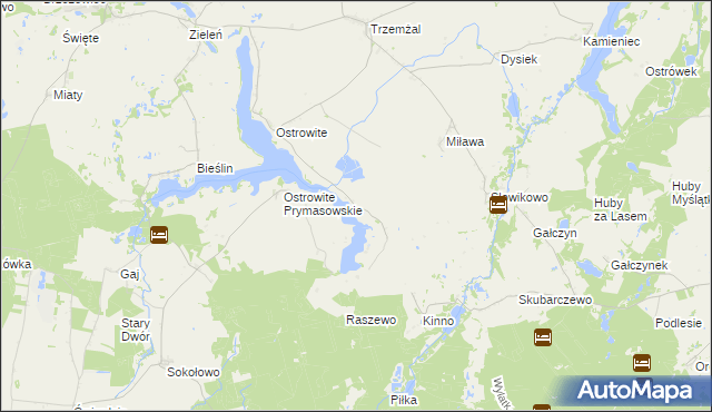 mapa Jerzykowo gmina Trzemeszno, Jerzykowo gmina Trzemeszno na mapie Targeo