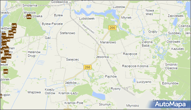 mapa Jesionka gmina Sompolno, Jesionka gmina Sompolno na mapie Targeo