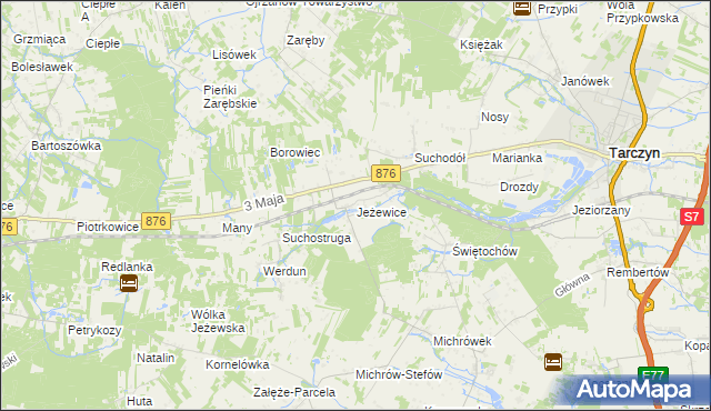 mapa Jeżewice gmina Tarczyn, Jeżewice gmina Tarczyn na mapie Targeo