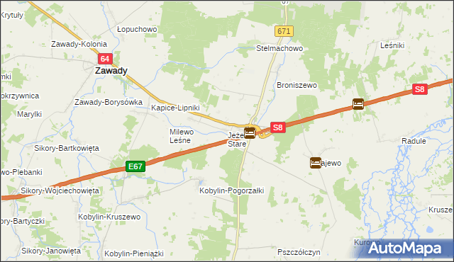 mapa Jeżewo Stare, Jeżewo Stare na mapie Targeo