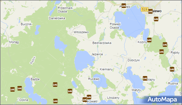 mapa Jezierce gmina Zalewo, Jezierce gmina Zalewo na mapie Targeo