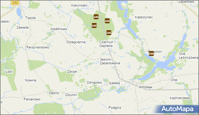 mapa Jeziorki Zabartowskie, Jeziorki Zabartowskie na mapie Targeo