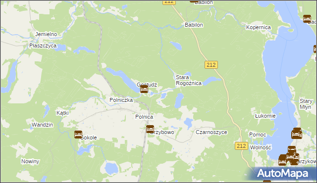 mapa Jeziorno gmina Człuchów, Jeziorno gmina Człuchów na mapie Targeo