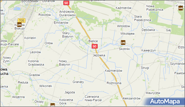 mapa Jeżówka gmina Sochaczew, Jeżówka gmina Sochaczew na mapie Targeo