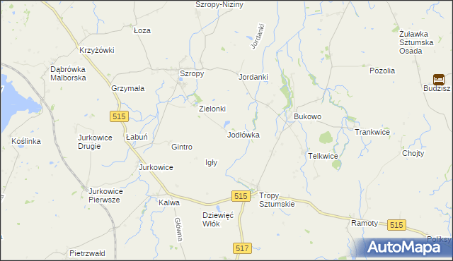 mapa Jodłówka gmina Stary Targ, Jodłówka gmina Stary Targ na mapie Targeo
