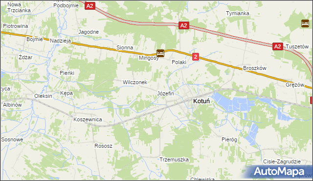 mapa Józefin gmina Kotuń, Józefin gmina Kotuń na mapie Targeo