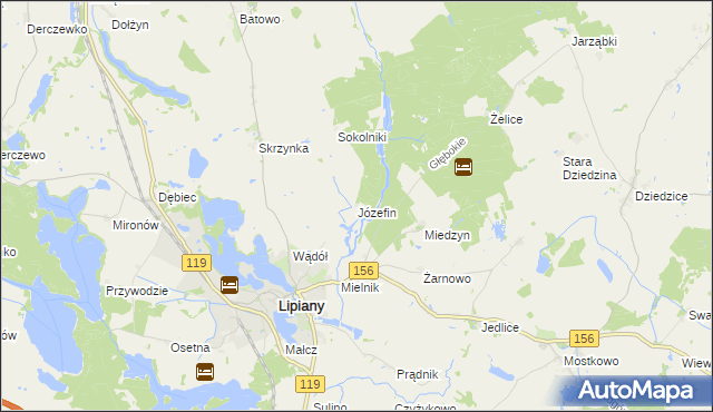 mapa Józefin gmina Lipiany, Józefin gmina Lipiany na mapie Targeo