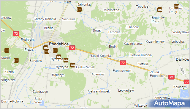 mapa Józefka gmina Poddębice, Józefka gmina Poddębice na mapie Targeo