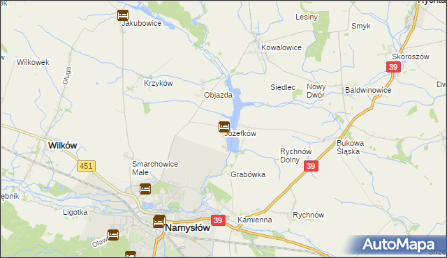 mapa Józefków gmina Namysłów, Józefków gmina Namysłów na mapie Targeo