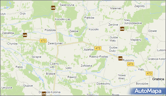 mapa Józefów gmina Drużbice, Józefów gmina Drużbice na mapie Targeo