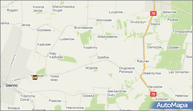mapa Józefów gmina Lipsko, Józefów gmina Lipsko na mapie Targeo
