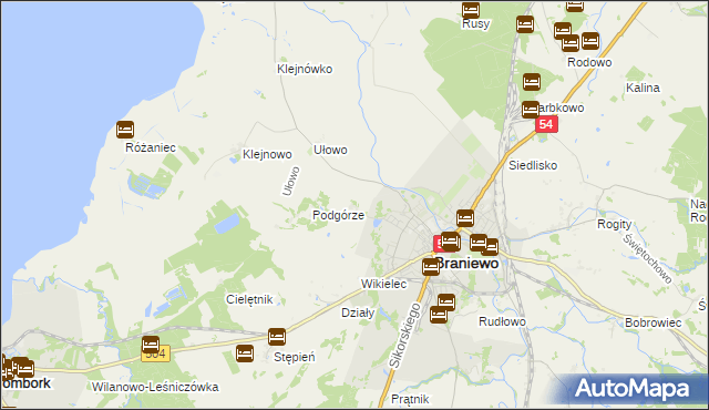 mapa Józefowo gmina Braniewo, Józefowo gmina Braniewo na mapie Targeo