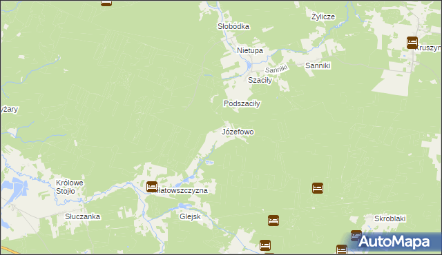 mapa Józefowo gmina Gródek, Józefowo gmina Gródek na mapie Targeo