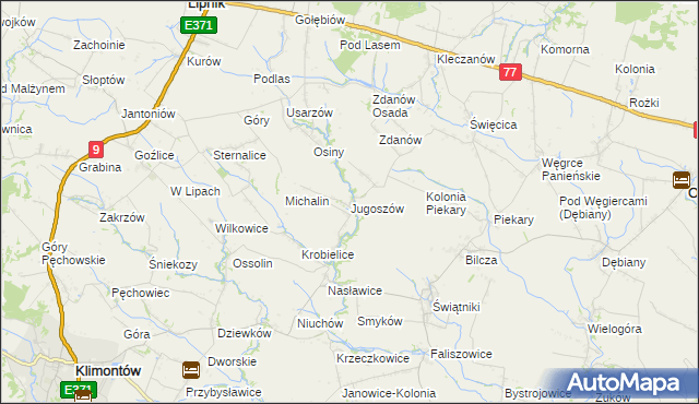 mapa Jugoszów, Jugoszów na mapie Targeo