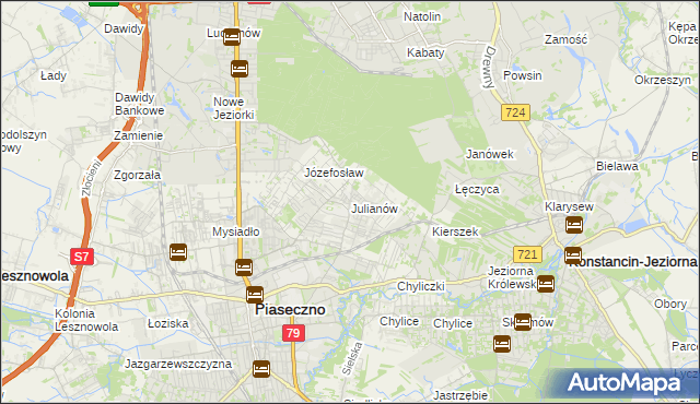 mapa Julianów gmina Piaseczno, Julianów gmina Piaseczno na mapie Targeo