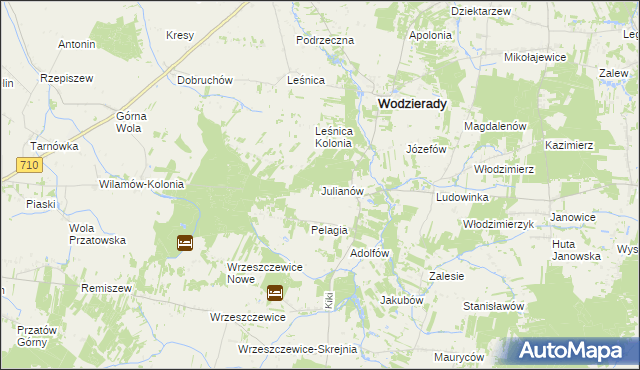 mapa Julianów gmina Wodzierady, Julianów gmina Wodzierady na mapie Targeo