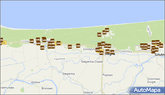 mapa Junoszyno, Junoszyno na mapie Targeo