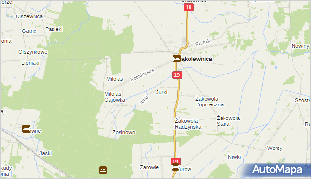 mapa Jurki gmina Kąkolewnica, Jurki gmina Kąkolewnica na mapie Targeo