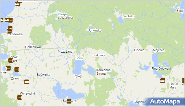mapa Jurkowo gmina Kruklanki, Jurkowo gmina Kruklanki na mapie Targeo
