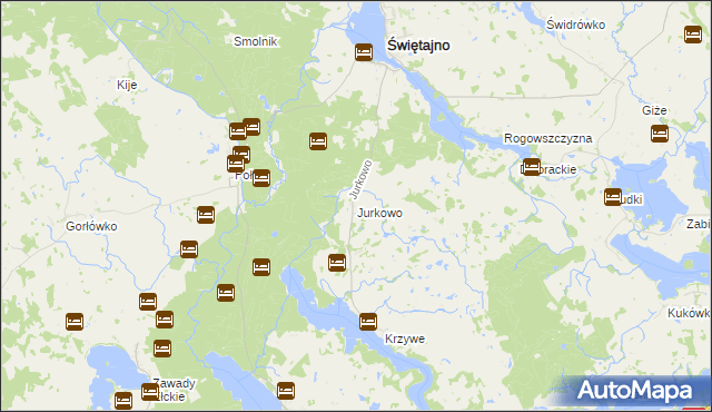 mapa Jurkowo gmina Świętajno, Jurkowo gmina Świętajno na mapie Targeo