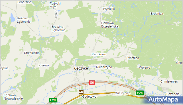 mapa Kaczkowo gmina Łęczyce, Kaczkowo gmina Łęczyce na mapie Targeo