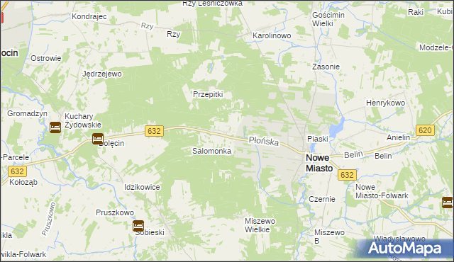 mapa Kadłubówka gmina Nowe Miasto, Kadłubówka gmina Nowe Miasto na mapie Targeo