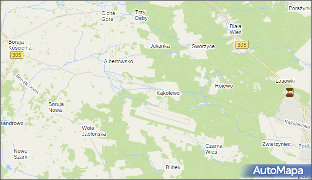 mapa Kąkolewo gmina Grodzisk Wielkopolski, Kąkolewo gmina Grodzisk Wielkopolski na mapie Targeo