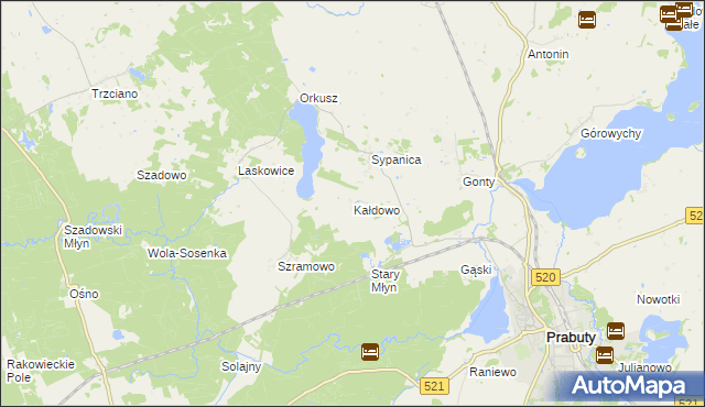 mapa Kałdowo gmina Prabuty, Kałdowo gmina Prabuty na mapie Targeo