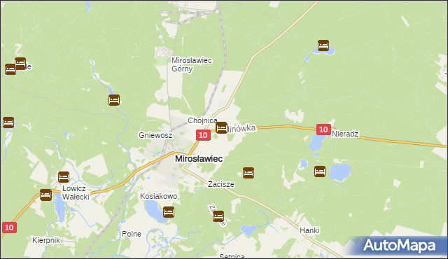 mapa Kalinówka gmina Mirosławiec, Kalinówka gmina Mirosławiec na mapie Targeo