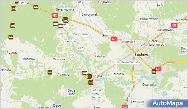 mapa Kaliska gmina Łochów, Kaliska gmina Łochów na mapie Targeo