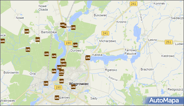 mapa Kaliska gmina Wągrowiec, Kaliska gmina Wągrowiec na mapie Targeo