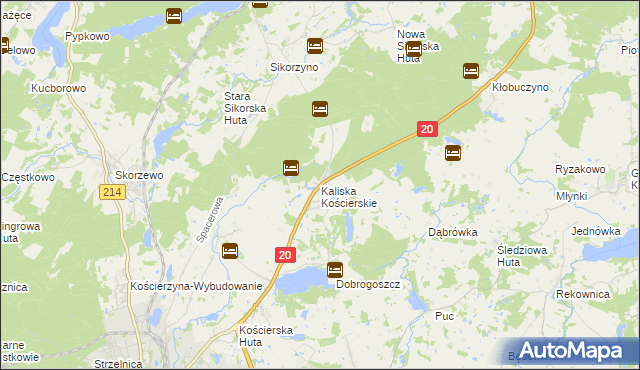 mapa Kaliska Kościerskie, Kaliska Kościerskie na mapie Targeo