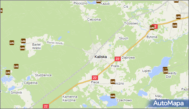 mapa Kaliska powiat starogardzki, Kaliska powiat starogardzki na mapie Targeo