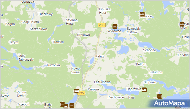 mapa Kalisz gmina Dziemiany, Kalisz gmina Dziemiany na mapie Targeo