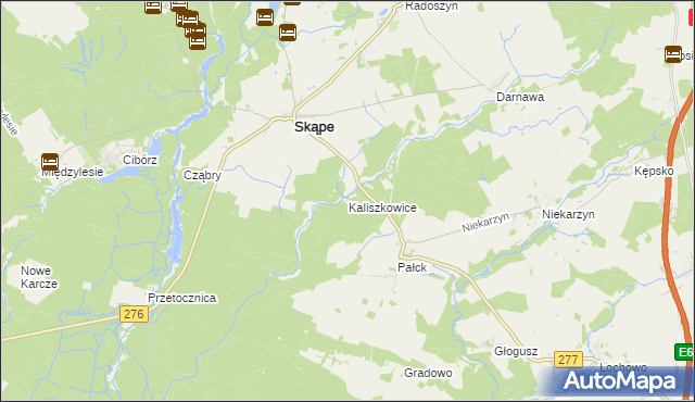 mapa Kaliszkowice gmina Skąpe, Kaliszkowice gmina Skąpe na mapie Targeo