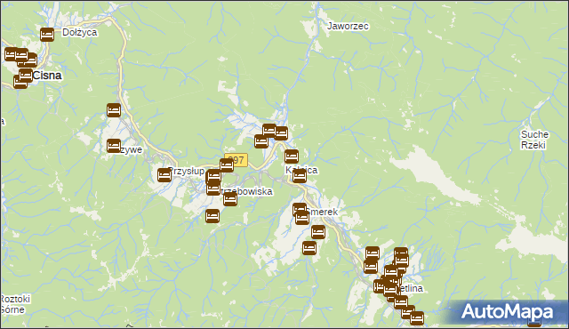 mapa Kalnica gmina Cisna, Kalnica gmina Cisna na mapie Targeo