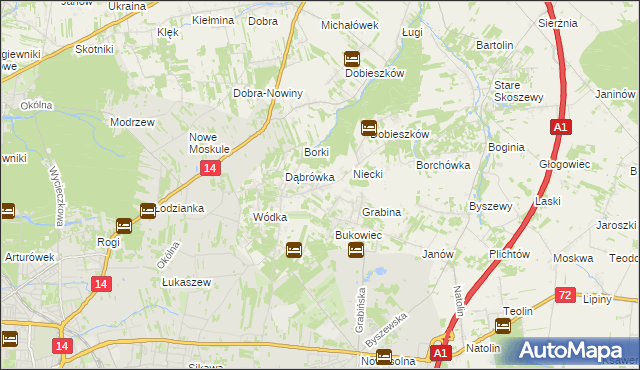 mapa Kalonka gmina Nowosolna, Kalonka gmina Nowosolna na mapie Targeo