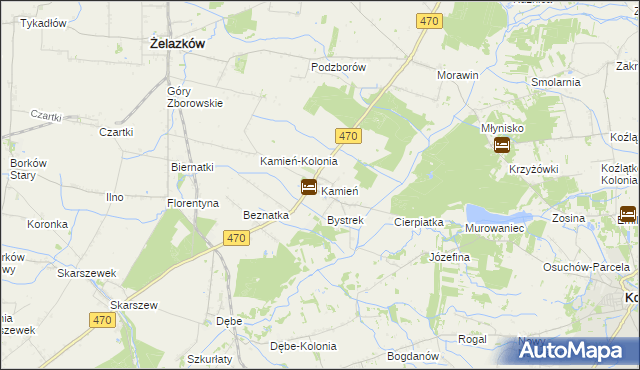 mapa Kamień gmina Ceków-Kolonia, Kamień gmina Ceków-Kolonia na mapie Targeo
