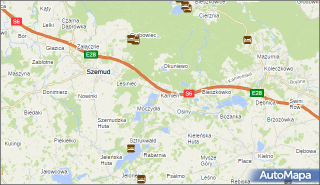 mapa Kamień gmina Szemud, Kamień gmina Szemud na mapie Targeo