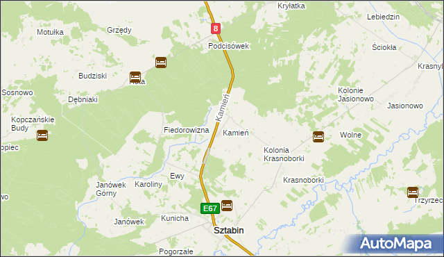 mapa Kamień gmina Sztabin, Kamień gmina Sztabin na mapie Targeo