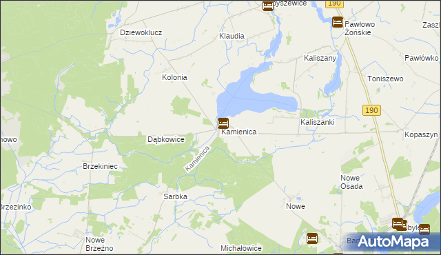 mapa Kamienica gmina Wągrowiec, Kamienica gmina Wągrowiec na mapie Targeo