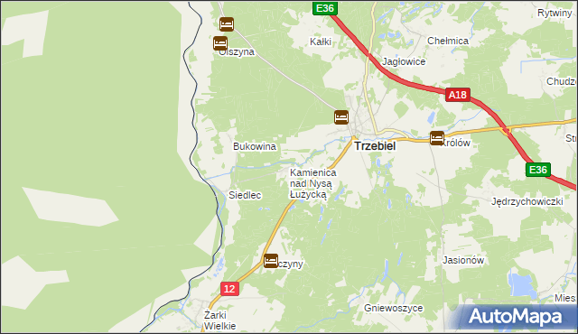 mapa Kamienica nad Nysą Łużycką, Kamienica nad Nysą Łużycką na mapie Targeo