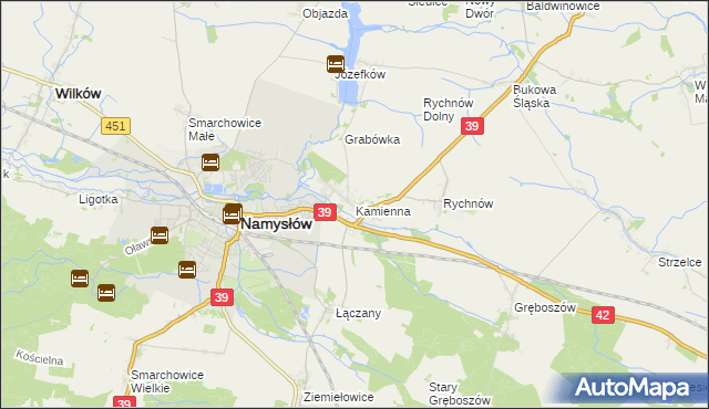 mapa Kamienna gmina Namysłów, Kamienna gmina Namysłów na mapie Targeo