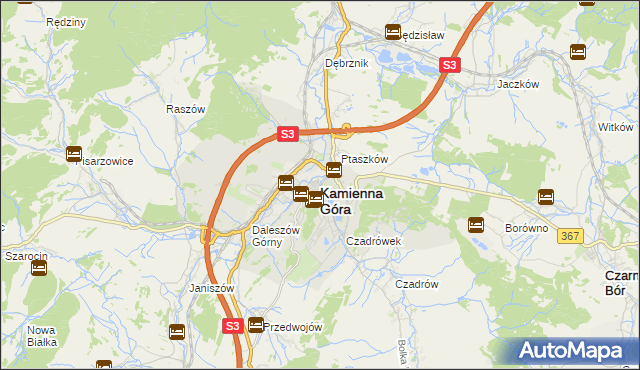 mapa Kamienna Góra, Kamienna Góra na mapie Targeo