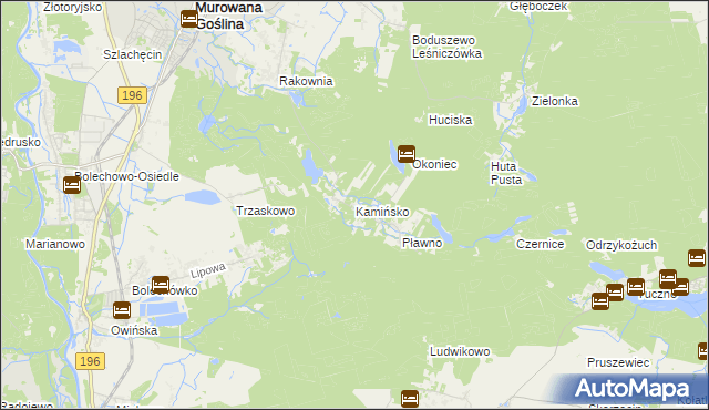 mapa Kamińsko gmina Murowana Goślina, Kamińsko gmina Murowana Goślina na mapie Targeo