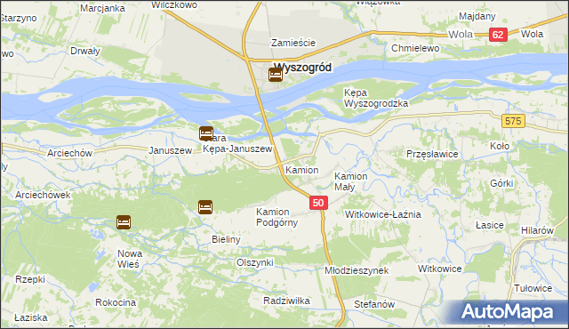 mapa Kamion gmina Młodzieszyn, Kamion gmina Młodzieszyn na mapie Targeo